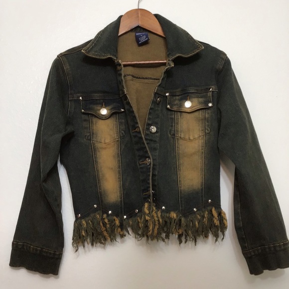 Village Jeans Jackets & Blazers - VILLAGE JEANS Women’s Cuffed Sleeve Fringed hem